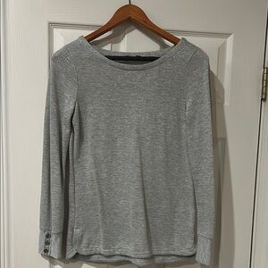 Gray Long Sleeve Sweater with Button Detail